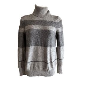 Banana Republic Men's Turtleneck Sweater in Gray Stripes ~ Merino Wool ~ size S